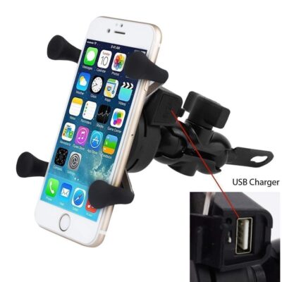 Universal Bike Mobile Holder with Charger – Black