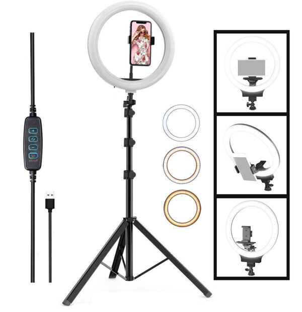12" Selfie LED Ring Light, Phone Holder,7 Feet Long Stand