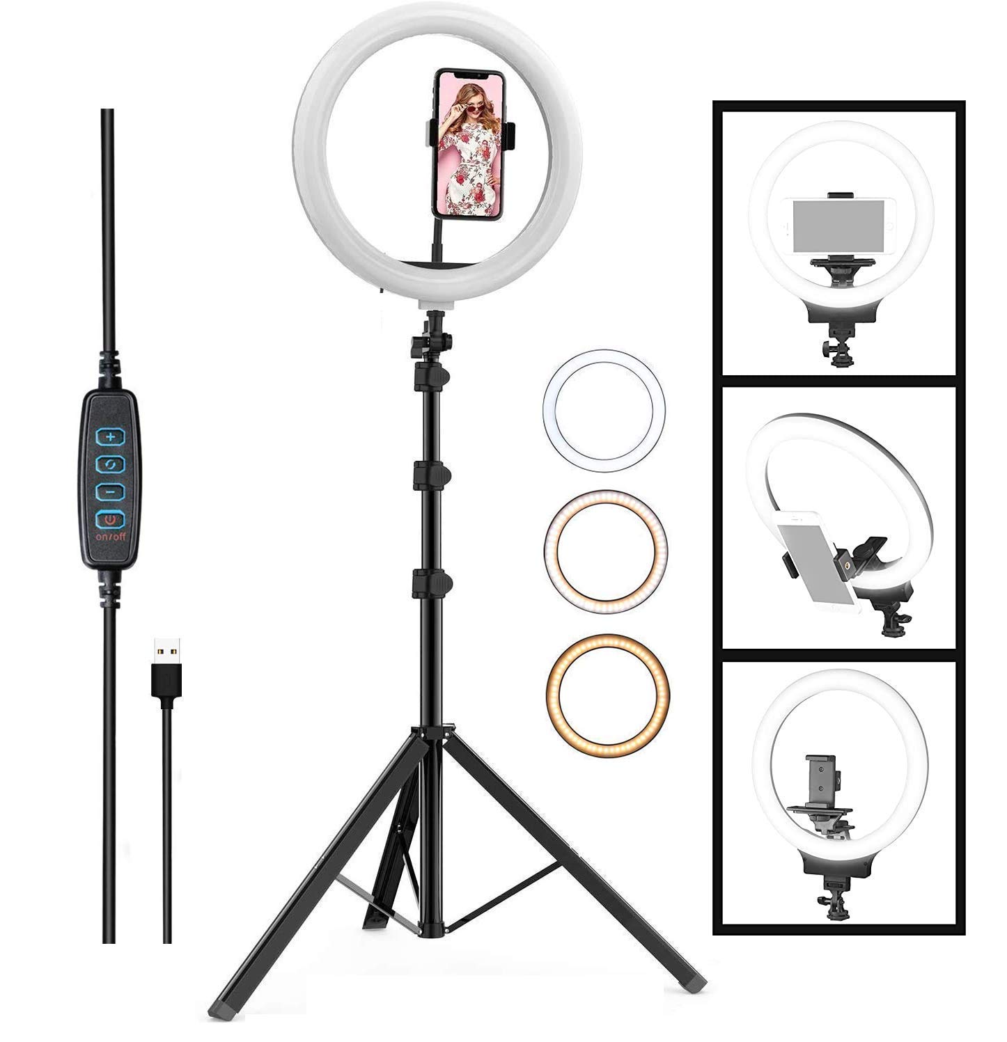 10'' Light Overhead Phone Mount LED Circle Lights 360° Adjustable Shooting  Arm Dimmable for Video Recording, Live - Walmart.com