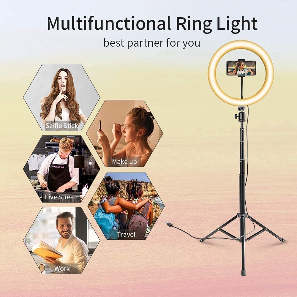 Amazon.com: 12'' Selfie Ring Light with Stand and Phone Holder, LED  Ringlight Tripod with Camera Phone Mount for Viedo Recording Vlog YouTube  TikTok Live Stream Cooking Nail Art Makeup Photography : Cell