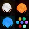3D Moon Lamp 7 Multi Colors Changing Touch Sensor with Wooden Stand