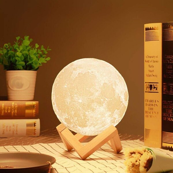 3D Moon Lamp 7 Multi Colors Changing Touch Sensor with Wooden Stand