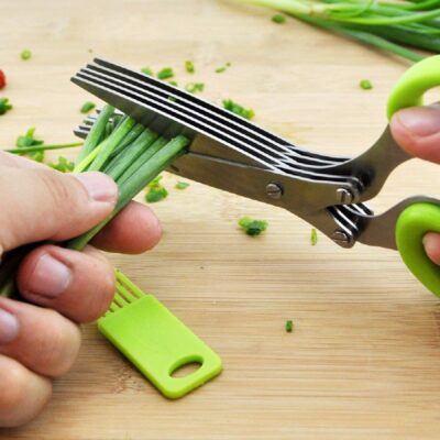 Multipurpose 5 Blade Vegetable Scissor with Cleaning Brush