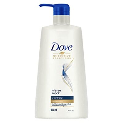 Dove Intense Repair Shampoo 650 ml, Repairs Dry and Damaged Hair, Strengthening Shampoo for Smooth & Strong Hair – Mild Daily Shampoo for Men & Women