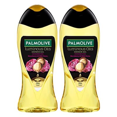 Palmolive Luminous Oil Invigorating Body Wash, Gel Based Shower Gel with 100% Natural Macadamia Oil & Peony Extracts – pH Balanced, No Parabens, No Silicones, 250 ml Bottle (Pack of 2)