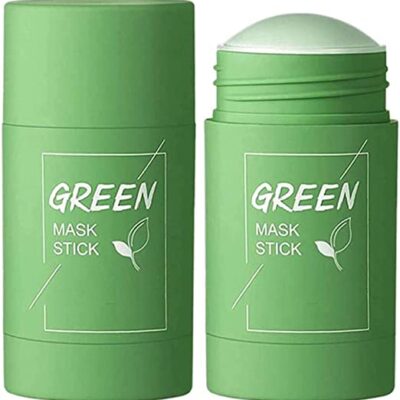 Green Tea Purifying Clay Stick Mask Oil Control Anti-Acne Eggplant Solid Fine, Portable Cleansing Mask Mud Apply Mask, Green Tea Facial Detox Mud Mask (Green Tea) 40 g