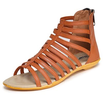Women’s Fashion Sandals | Flat Gladiator Sandal With Zip Closure for Girls | Trendy & Comfortable for all Formal & Casual Occassions
