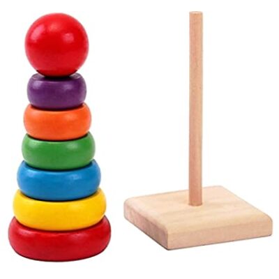 Wooden Rainbow Stacking Tower Toys