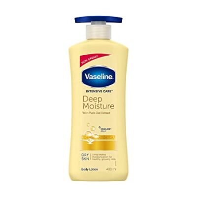 Vaseline Intensive Care Deep Moisture Nourishing Body Lotion 400 ml, Daily Moisturizer for Dry Skin, Gives Non-Greasy, Glowing Skin – For Men & Women