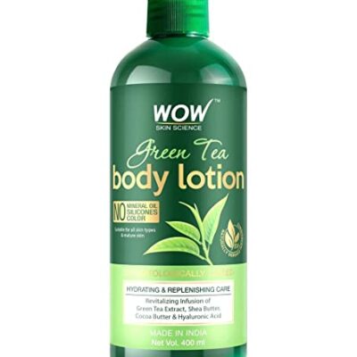WOW Skin Science Green Tea Body Lotion – Hydrating & Replenishing – with Green Tea Extract, Shea Butter – No Mineral Oil, Silicones & Color – 400mL