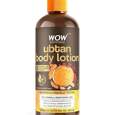 WOW Skin Science Ubtan Body Lotion- All skin type – Anti-Tanning & Smoothening Care with Saffron Extract, Sandalwood Oil – 400mL