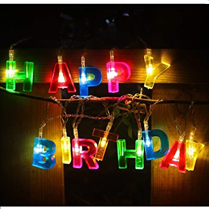 Outdoor String Lights, Plastic Happy Birthday 13 LED