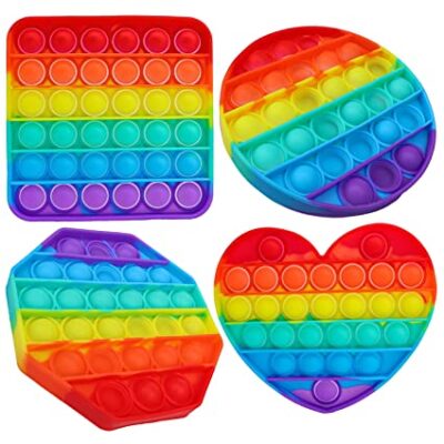 Rubber Play Toy Circle, Square, Heart and Octagon Pack of 4