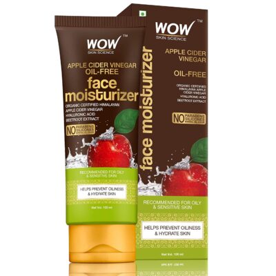 WOW Skin Science Organic Apple Cider Vinegar Face Moisturizer – Oil Free, Quick Absorbing – For Normal/Oily and Acne Prone Skin – No Parabens, Silicones, Mineral Oil, Color, 100 ml