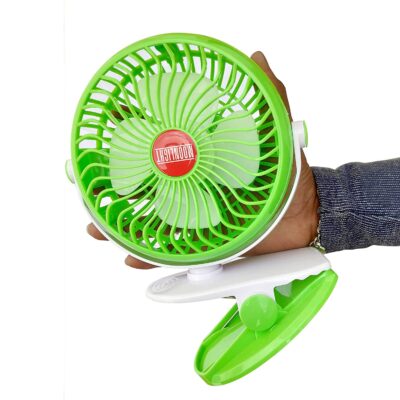 Mini Clip USB Fan with Rechargeable Battery (Multicolor)