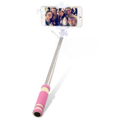Wired Selfie Stick for All Smart Phones (Pink)
