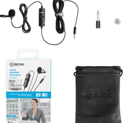 BOYA By-m1 3.5mm Electret Condenser Microphone with 1/4″ Adapter