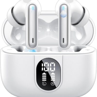 Csasan wireless headphones 5.3 HiFi Stereo Earphones, 40H Playtime with LED Power Display