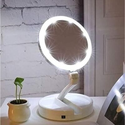 Plastic Led Light Double Side Magnifying Portable Make Up Mirror