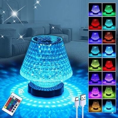 Crystal Table Lamp for Bedroom Touch Control Lamp