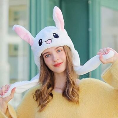 Plush Rabbit Hat, Ear Moving Jumping Bunny Hat, fo...