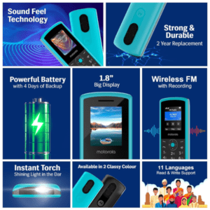 Motorola A10 Dual Sim keypad Mobile Phone with Expandable Storage up to 32GB Refurbished