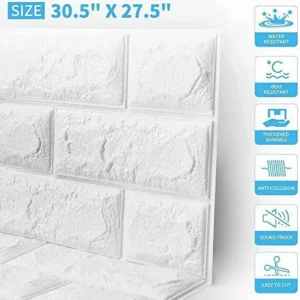3D White Brick Wallpaper for Wall PE Foam Wall Stickers