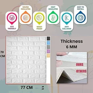 3D White Brick Wallpaper for Wall PE Foam Wall Stickers
