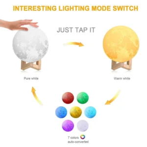 Moon Night Rechargeable Led Lamp 3D 7 Color Changing