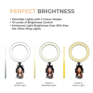 LED Ring Light with 3 Color Modes Dimmable Lighting