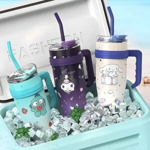 Stainless Steel Insulated Tumbler with Lid, Straw & Handle