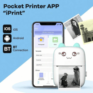 mini Wireless Bluetooth Mobile Printer with USB Cable for Study/Android/iOS