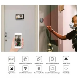 Wireless Wi-Fi Smart Video Doorbell with Display Screen