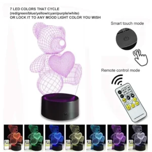 Teddy Bear Shape 3D Illusion Night Lamp
