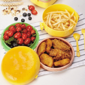 Burger Shape School Tiffin Box for Boys & Girls Leak Proof Plastic with Compartments.