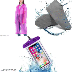 Unisex 3 in 1 Rain Coat (1 Rain Coat, 1 Mobile Cover & 1 Rain Shoe)