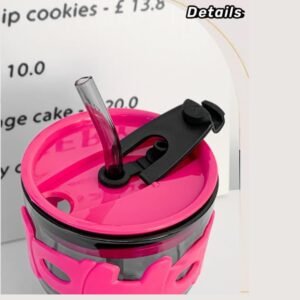Creative Glass Mug with Cover, Straw, Lid