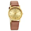 Sonata Classic Quartz Analog Champagne Dial Brown Leather Strap Watch for Men