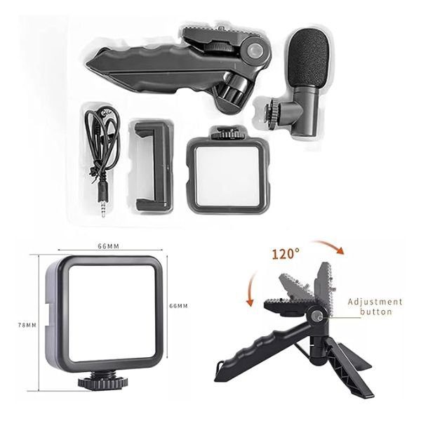 AY-49 Video Making Kit, Vlogging Kit with Tripod, LED Light - Image 2